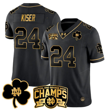 Personalized NDFI 2026 Orange Bowl Champions Jersey N6 - Black Gold / Jack Kiser Stitched