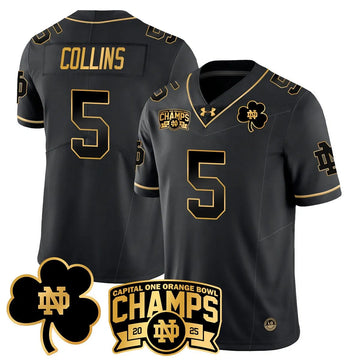 Personalized NDFI 2026 Orange Bowl Champions Jersey N6 - Black Gold / Beaux Collins Stitched