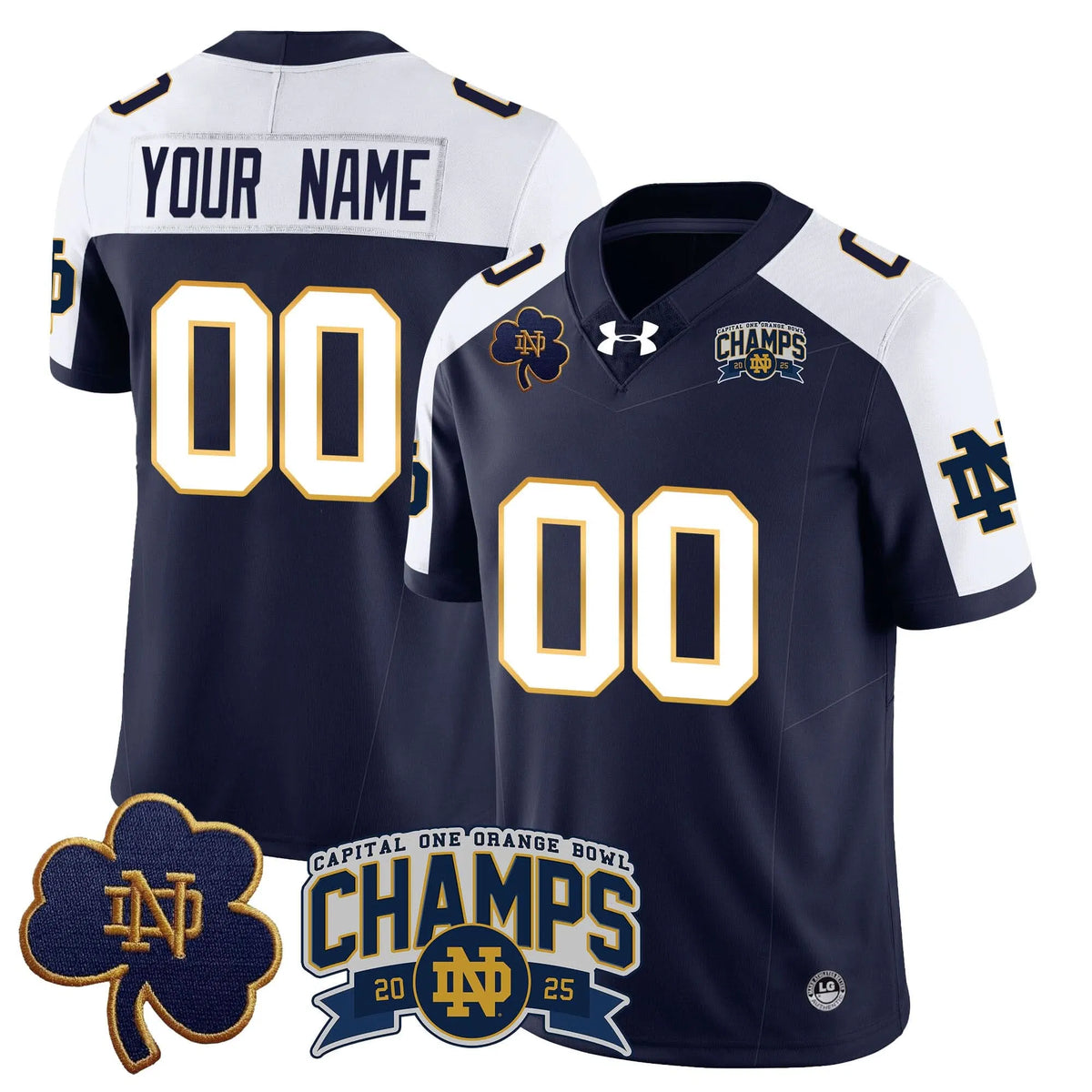 Personalized Custom NDFI 2026 Orange Bowl Champions Jersey N6 - Navy Alternate Stitched