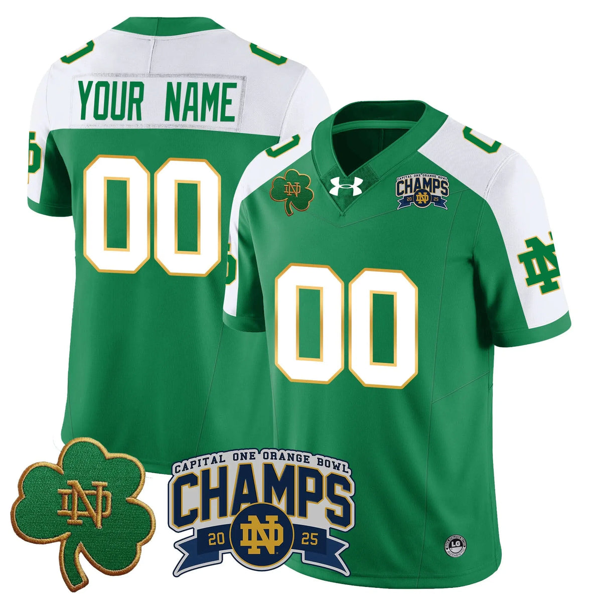 Personalized Custom NDFI 2026 Orange Bowl Champions Jersey N6 - Green Alternate Stitched
