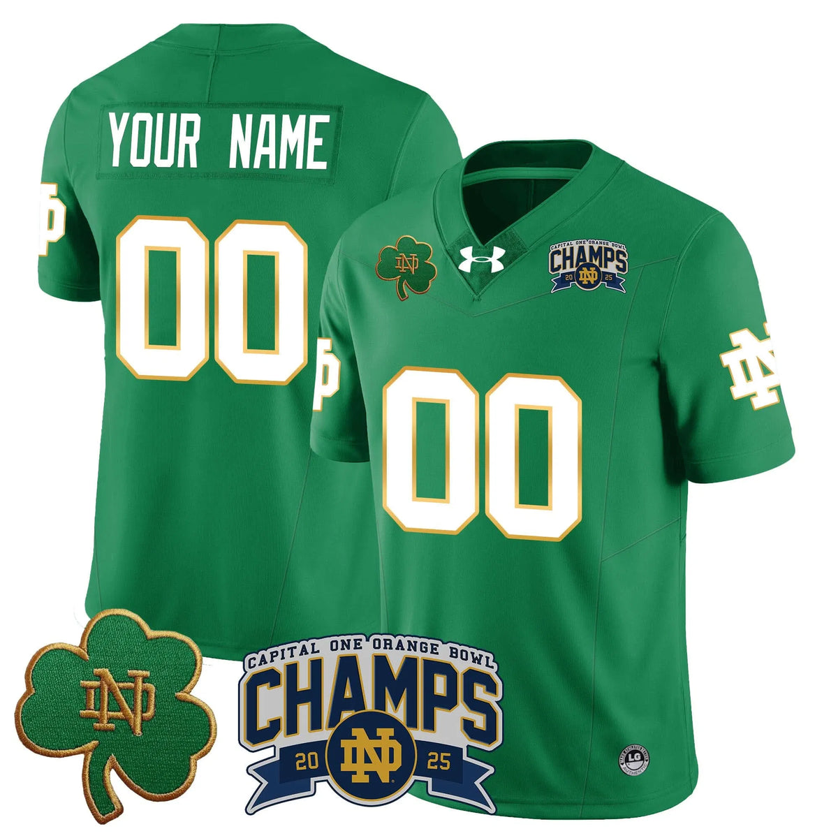 Personalized Custom NDFI 2026 Orange Bowl Champions Jersey N6 - Green Stitched
