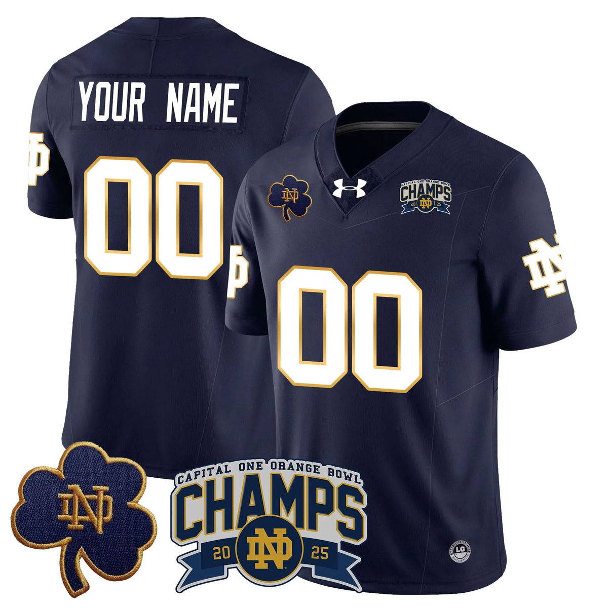 Personalized Custom NDFI 2026 Orange Bowl Champions Jersey N6 - Navy Stitched