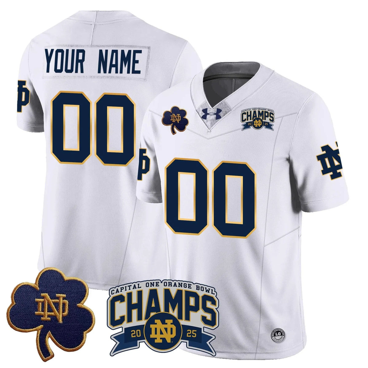 Personalized Custom NDFI 2026 Orange Bowl Champions Jersey N6 - White Stitched