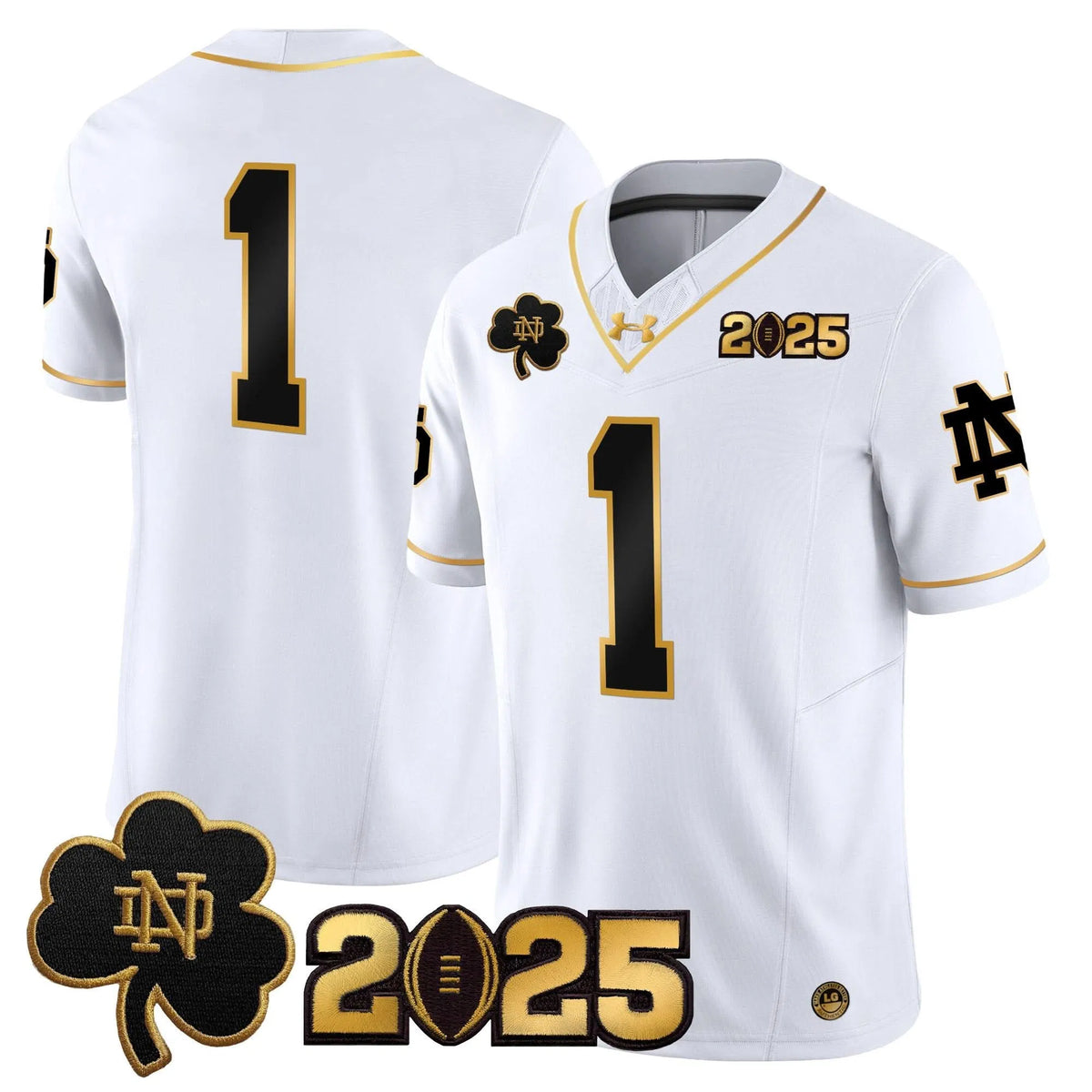 Personalized NDFI 2026 CFP Final Patch Gold Vapor Limited Jersey - White Gold / #1 Team Stitched