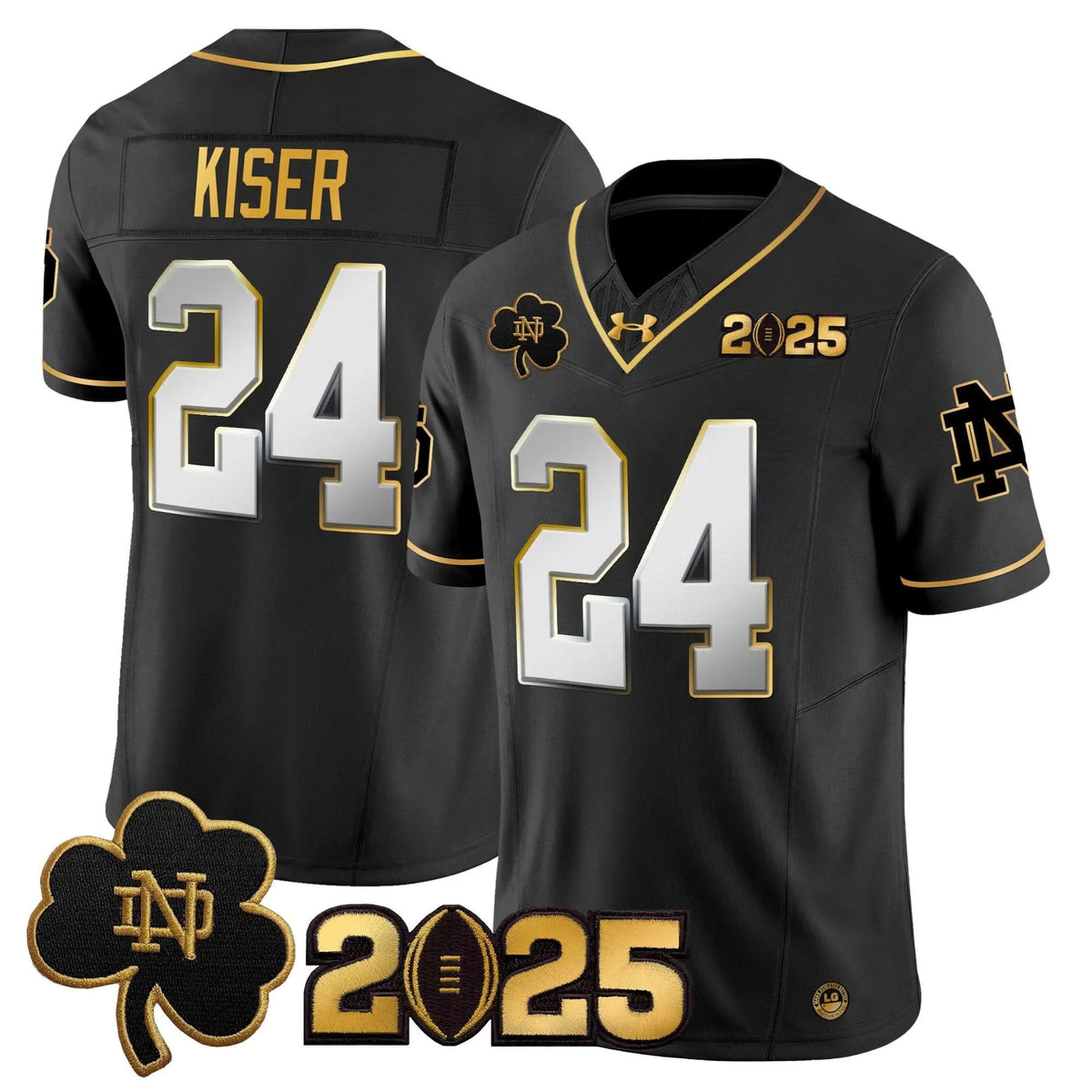 Personalized NDFI 2026 CFP Final Patch Gold Vapor Limited Jersey - Black Limited / Jack Kiser Stitched