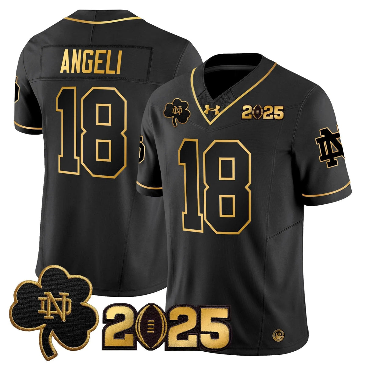 Personalized NDFI 2026 CFP Final Patch Gold Vapor Limited Jersey - Black Gold / Steve Angeli Stitched
