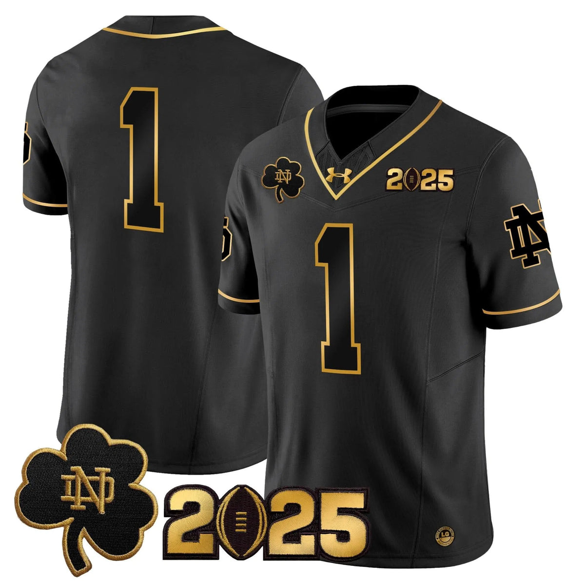 Personalized NDFI 2026 CFP Final Patch Gold Vapor Limited Jersey - Black Gold / #1 Team Stitched