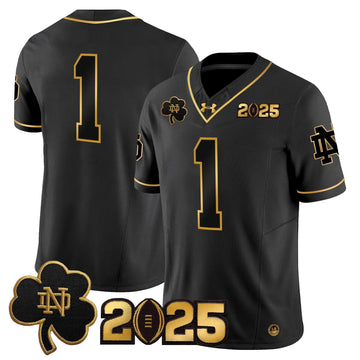 Personalized NDFI 2026 CFP Final Patch Gold Vapor Limited Jersey - Black Gold / #1 Team Stitched