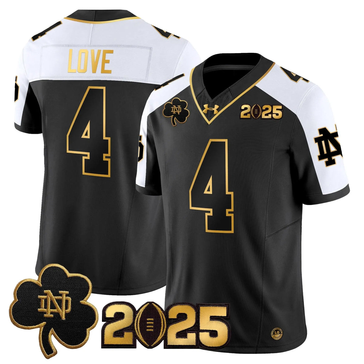 Personalized NDFI 2026 CFP Final Patch Gold Vapor Limited Jersey - Alternate / Jeremiyah Love Stitched