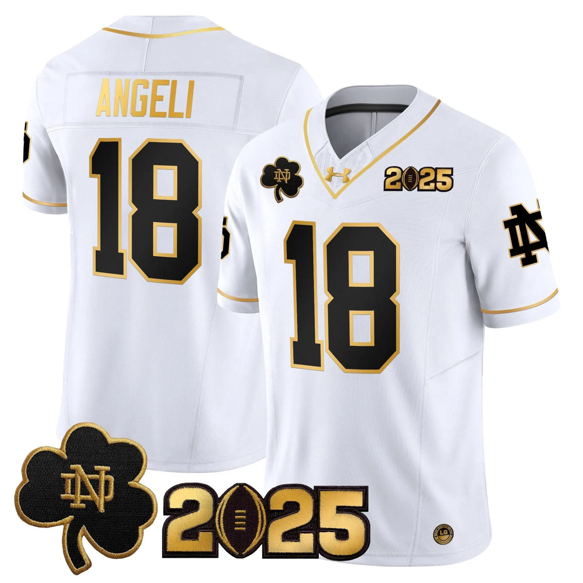 Personalized NDFI 2026 CFP Final Patch Gold Vapor Limited Jersey - White Gold / Steve Angeli Stitched