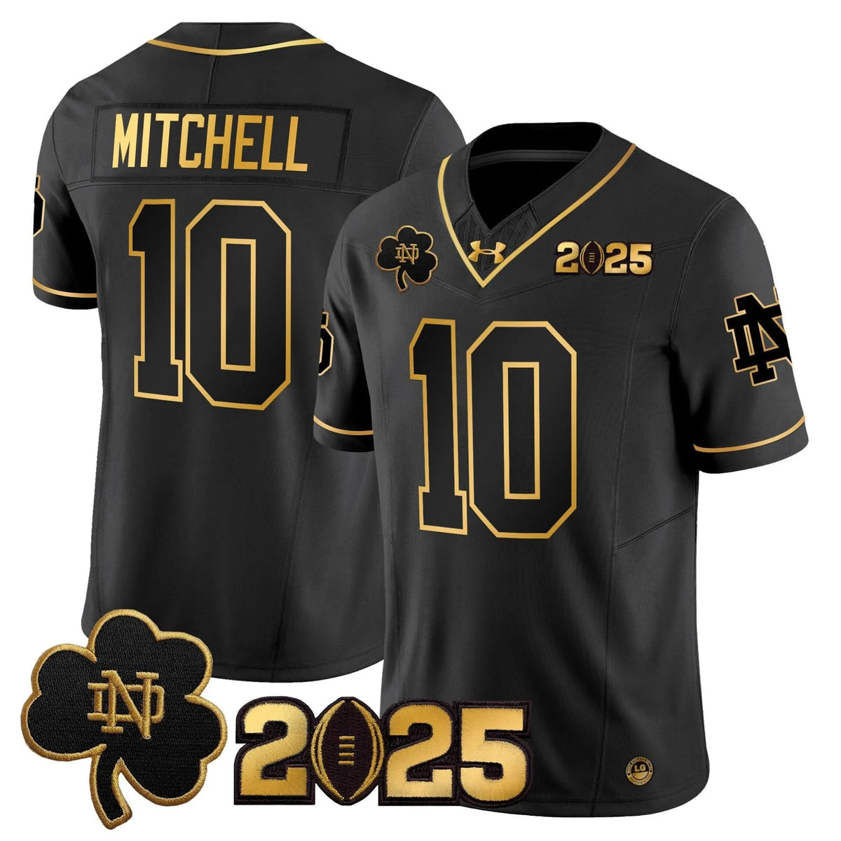 Personalized NDFI 2026 CFP Final Patch Gold Vapor Limited Jersey - Black Gold / Kris Mitchell Stitched