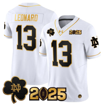 Personalized NDFI 2026 CFP Final Patch Gold Vapor Limited Jersey - White Gold / Riley Leonard Stitched