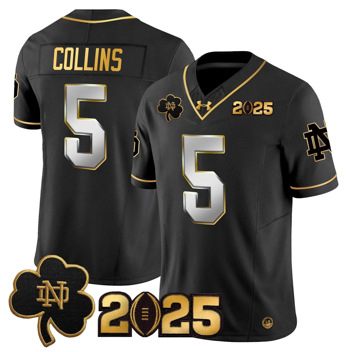 Personalized NDFI 2026 CFP Final Patch Gold Vapor Limited Jersey - Black Limited / Beaux Collins Stitched