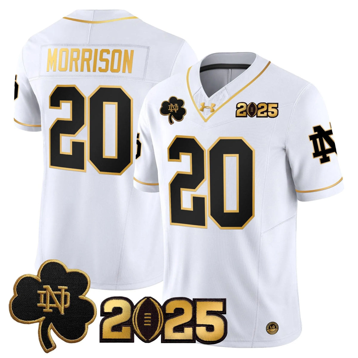 Personalized NDFI 2026 CFP Final Patch Gold Vapor Limited Jersey - White Gold / Benjamin Morrison Stitched