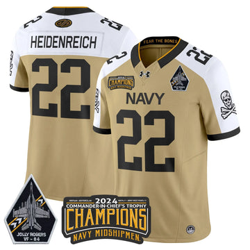 Personalized NM 2026 Jolly Rogers VF-84 & Commander-In-Chief's Trophy Champions Patch Vapor Limited Jersey - Gold Alternate / Eli Heidenreich Stitched