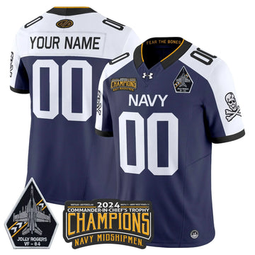 Personalized NM 2026 Jolly Rogers VF-84 & Commander-In-Chief's Trophy Champions Patch Vapor Limited Custom Jersey - Navy Alternate Stitched