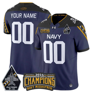 Personalized NM 2026 Jolly Rogers VF-84 & Commander-In-Chief's Trophy Champions Patch Vapor Limited Custom Jersey - Navy Stitched