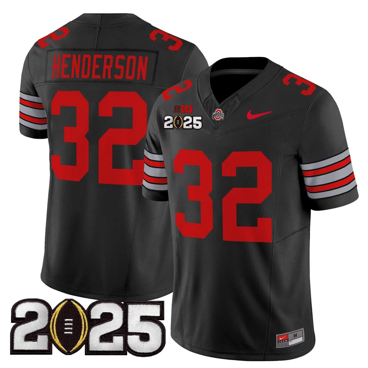 Personalized OSB 'Heritage Stripe' 2026 CFP Final Patch Vapor Limited Jersey - Black / Treveyon Henderson Stitched