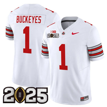 Personalized OSB 'Heritage Stripe' 2026 CFP Final Patch Vapor Limited Jersey - White / #1 Buckeyes Stitched