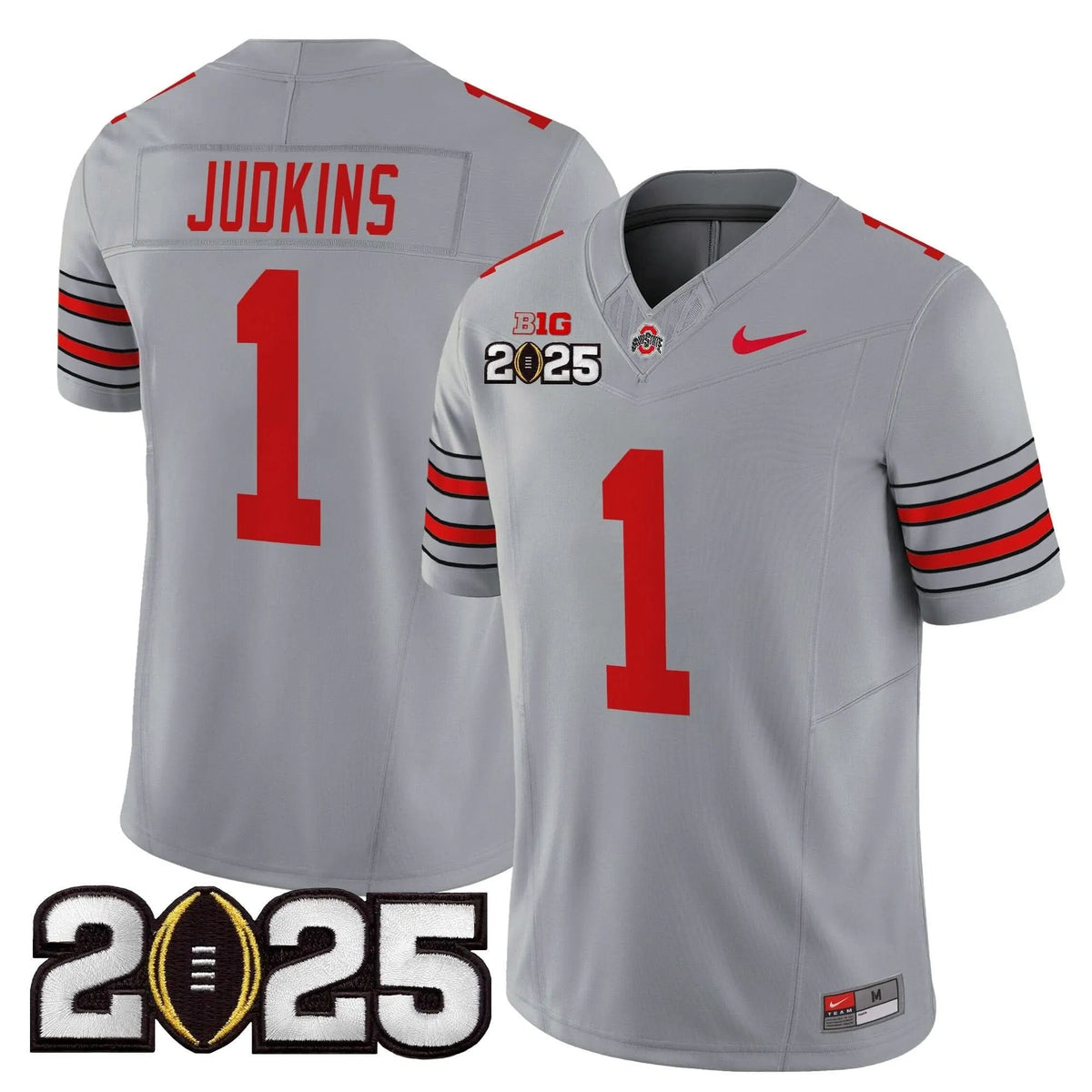 Personalized OSB 'Heritage Stripe' 2026 CFP Final Patch Vapor Limited Jersey - Gray / Quinshon Judkins Stitched