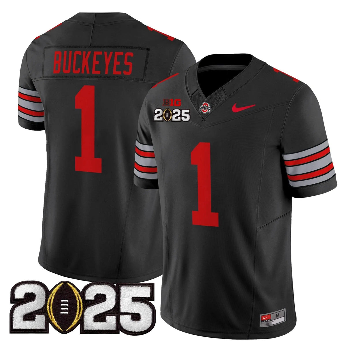 Personalized OSB 'Heritage Stripe' 2026 CFP Final Patch Vapor Limited Jersey - Black / #1 Buckeyes Stitched