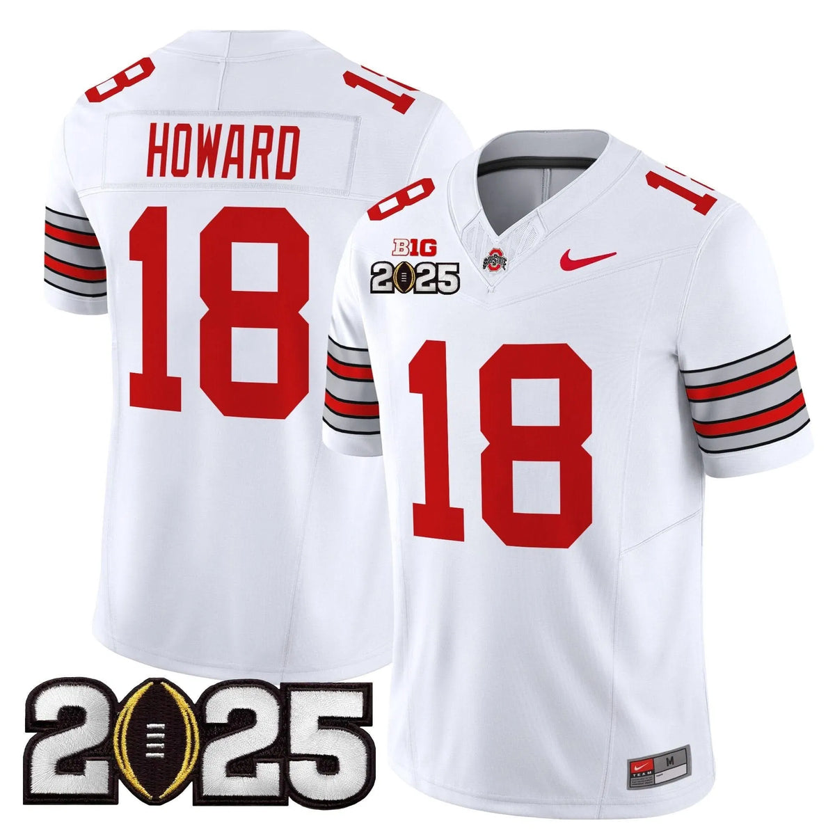 Personalized OSB 'Heritage Stripe' 2026 CFP Final Patch Vapor Limited Jersey - White / Will Howard Stitched