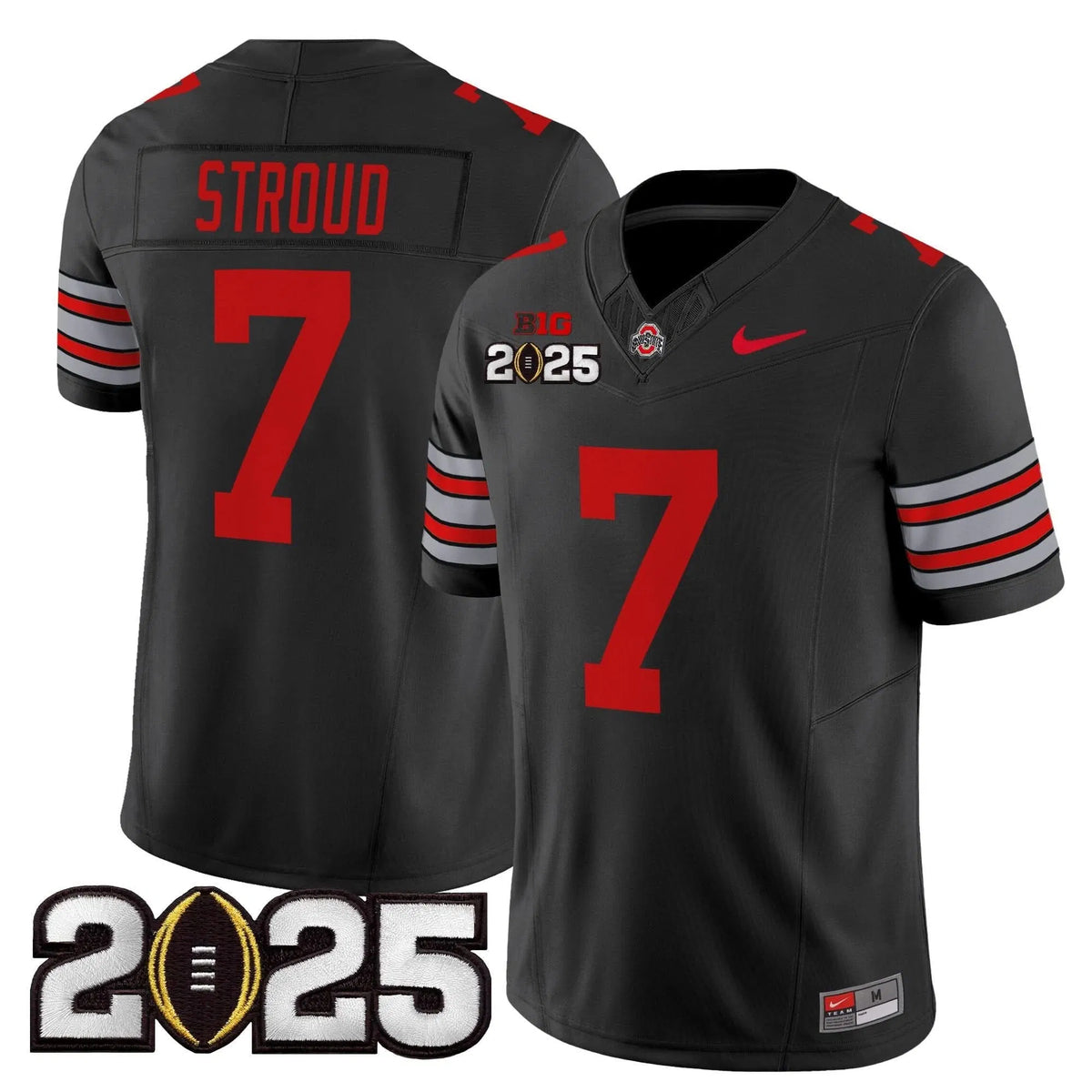 Personalized OSB 'Heritage Stripe' 2026 CFP Final Patch Vapor Limited Jersey - Black / C J Stroud Stitched