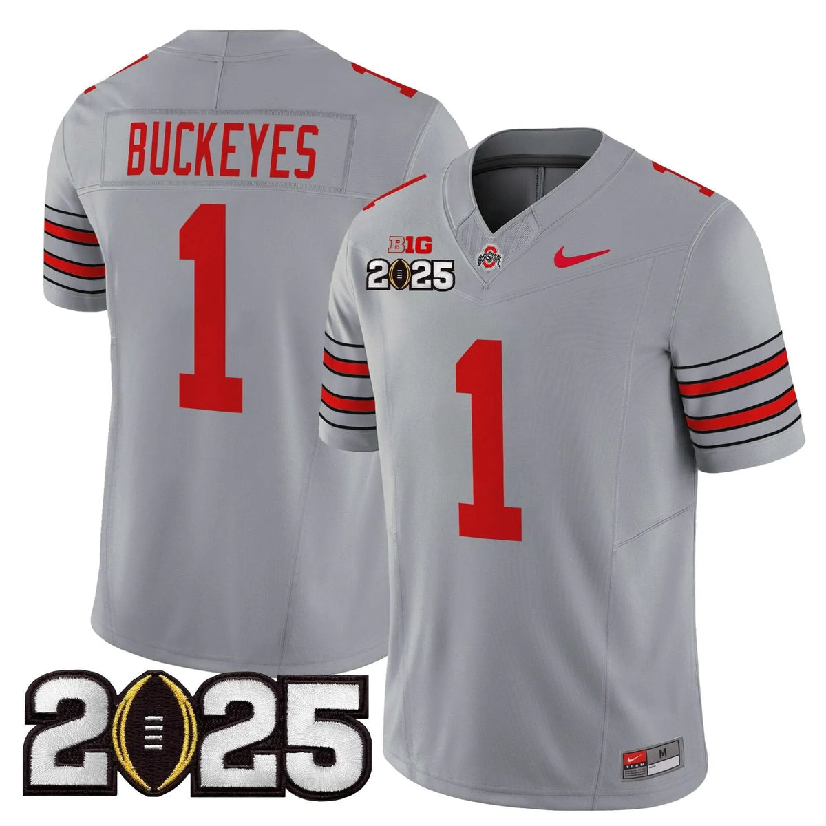 Personalized OSB 'Heritage Stripe' 2026 CFP Final Patch Vapor Limited Jersey - Gray / #1 Buckeyes Stitched