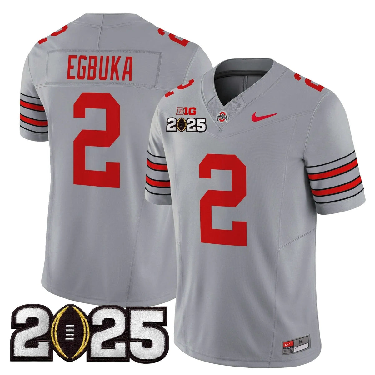 Personalized OSB 'Heritage Stripe' 2026 CFP Final Patch Vapor Limited Jersey - Gray / Emeka Egbuka Stitched