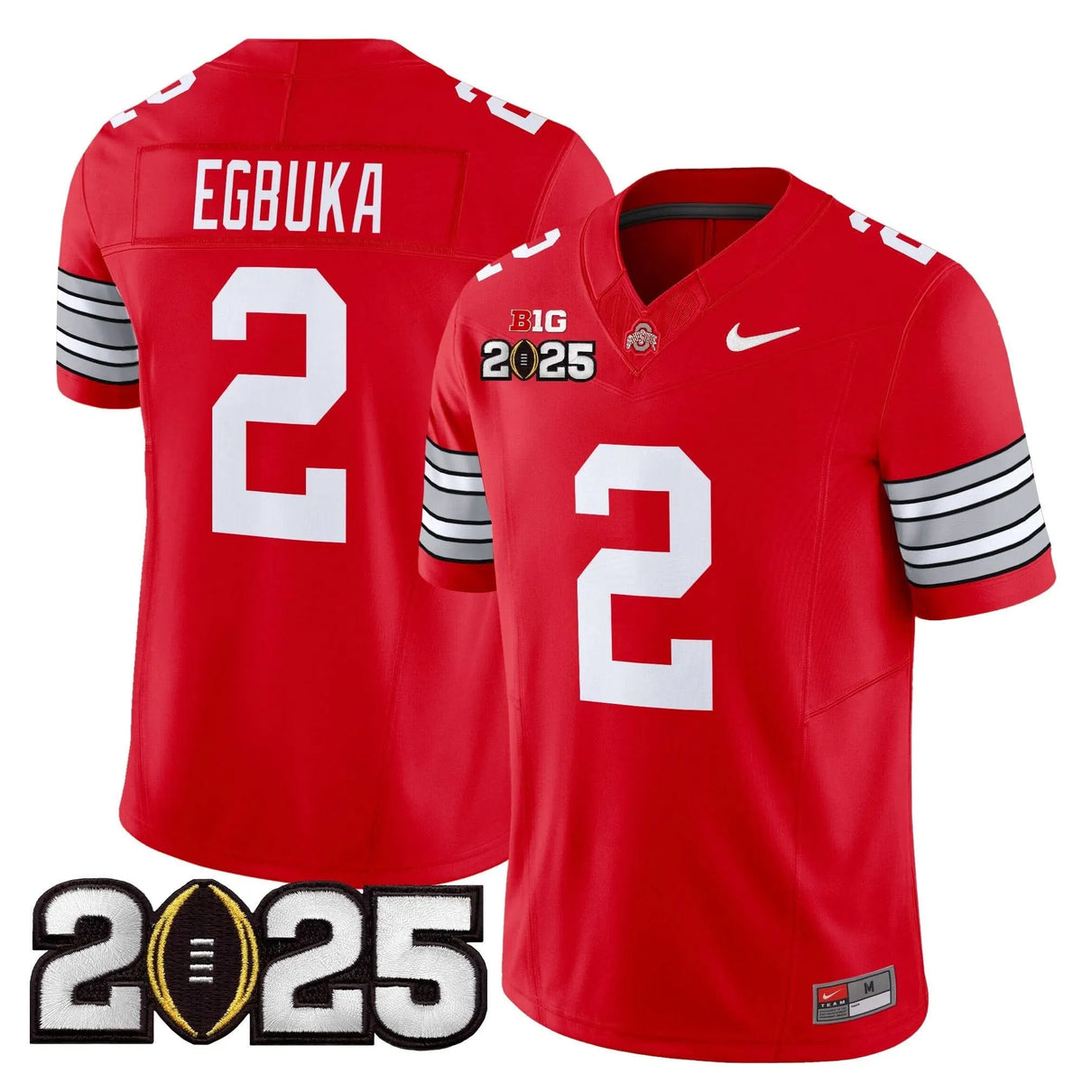 Personalized OSB 'Heritage Stripe' 2026 CFP Final Patch Vapor Limited Jersey - Red / Emeka Egbuka Stitched