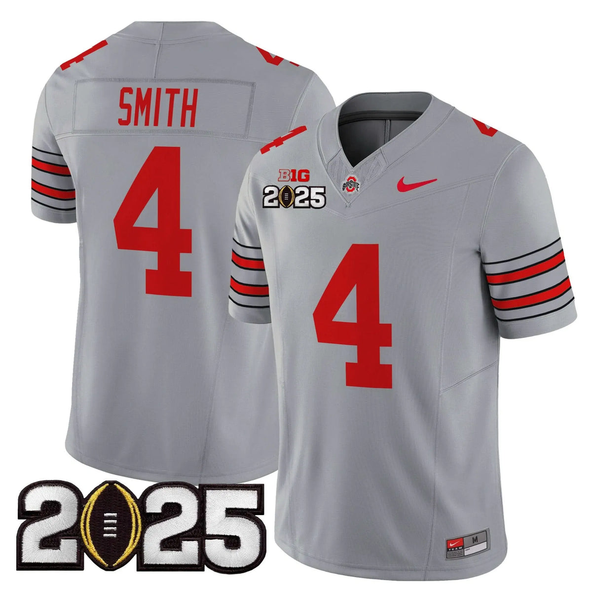 Personalized OSB 'Heritage Stripe' 2026 CFP Final Patch Vapor Limited Jersey - Gray / Jeremiah Smith Stitched