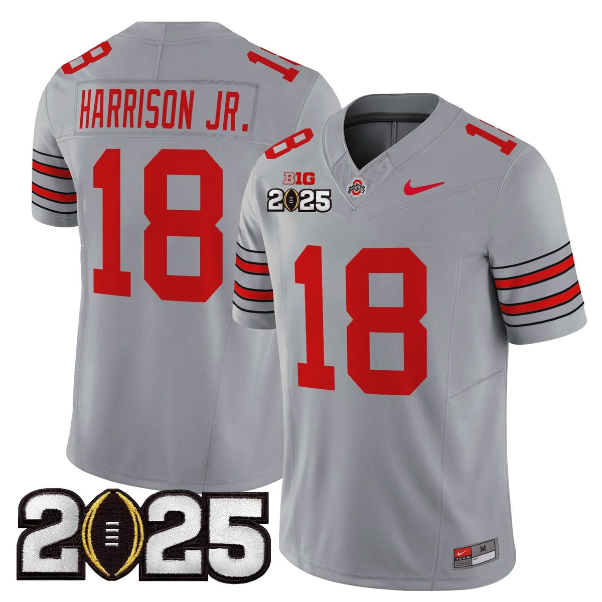 Personalized OSB 'Heritage Stripe' 2026 CFP Final Patch Vapor Limited Jersey - Gray / Marvin Harrison Jr. Stitched