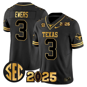 Personalized TL 2026 CFP Final Gold Patch Vapor Limited Jersey - Black Gold / Quinn Ewers Stitched