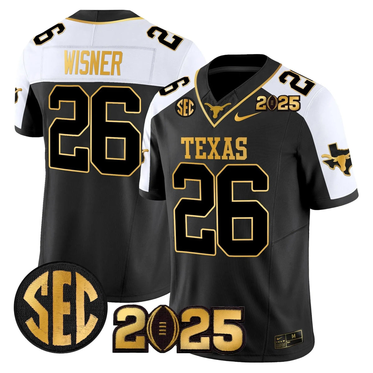 Personalized TL 2026 CFP Final Gold Patch Vapor Limited Jersey - Alternate / Quintrevion Wisner Stitched