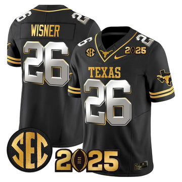 Personalized TL 2026 CFP Final Gold Patch Vapor Limited Jersey - Black Limited / Quintrevion Wisner Stitched