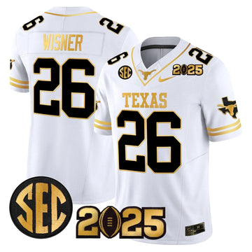 Personalized TL 2026 CFP Final Gold Patch Vapor Limited Jersey - White Gold / Quintrevion Wisner Stitched