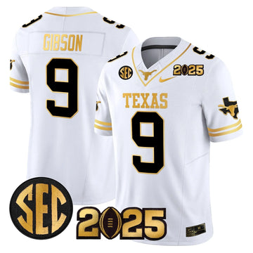 Personalized TL 2026 CFP Final Gold Patch Vapor Limited Jersey - White Gold / Jerrick Gibson Stitched