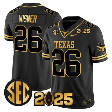 Personalized TL 2026 CFP Final Gold Patch Vapor Limited Jersey - Black Gold / Quintrevion Wisner Stitched