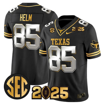 Personalized TL 2026 CFP Final Gold Patch Vapor Limited Jersey - Black Limited / Gunnar Helm Stitched
