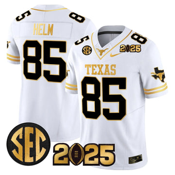 Personalized TL 2026 CFP Final Gold Patch Vapor Limited Jersey - White Gold / Gunnar Helm Stitched