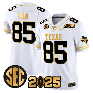 Personalized TL 2026 CFP Final Gold Patch Vapor Limited Jersey - White Gold / Gunnar Helm Stitched