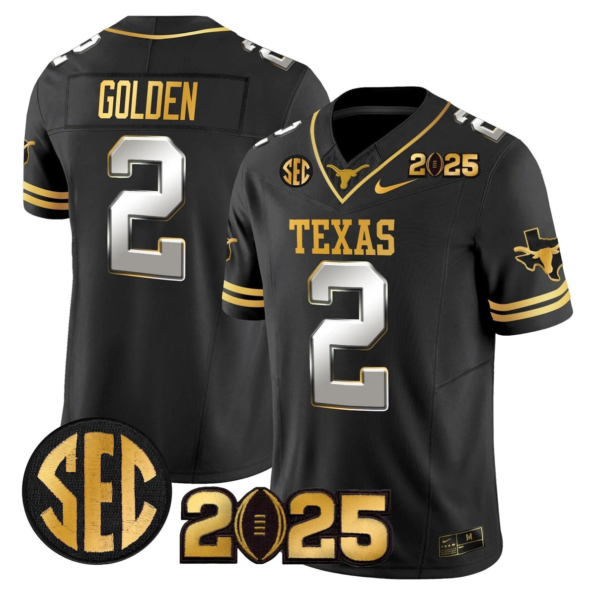 Personalized TL 2026 CFP Final Gold Patch Vapor Limited Jersey - Black Limited / Matthew Golden Stitched