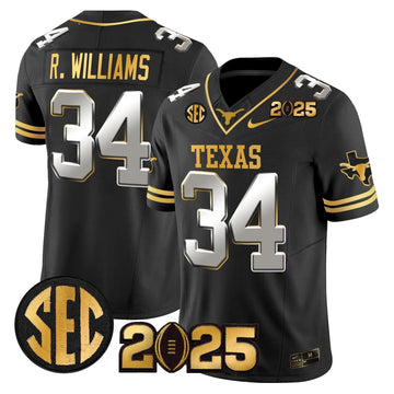 Personalized TL 2026 CFP Final Gold Patch Vapor Limited Jersey - Black Limited / Ricky Williams Stitched