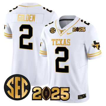 Personalized TL 2026 CFP Final Gold Patch Vapor Limited Jersey - White Gold / Matthew Golden Stitched