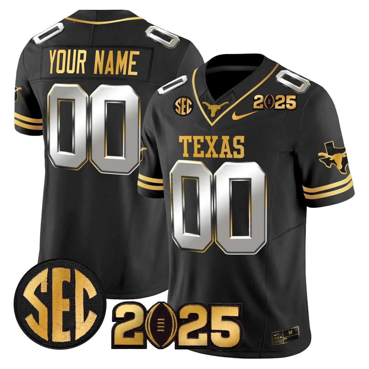 Personalized TL 2026 CFP Final Gold Patch Vapor Limited Custom Jersey - Black Limited Stitched