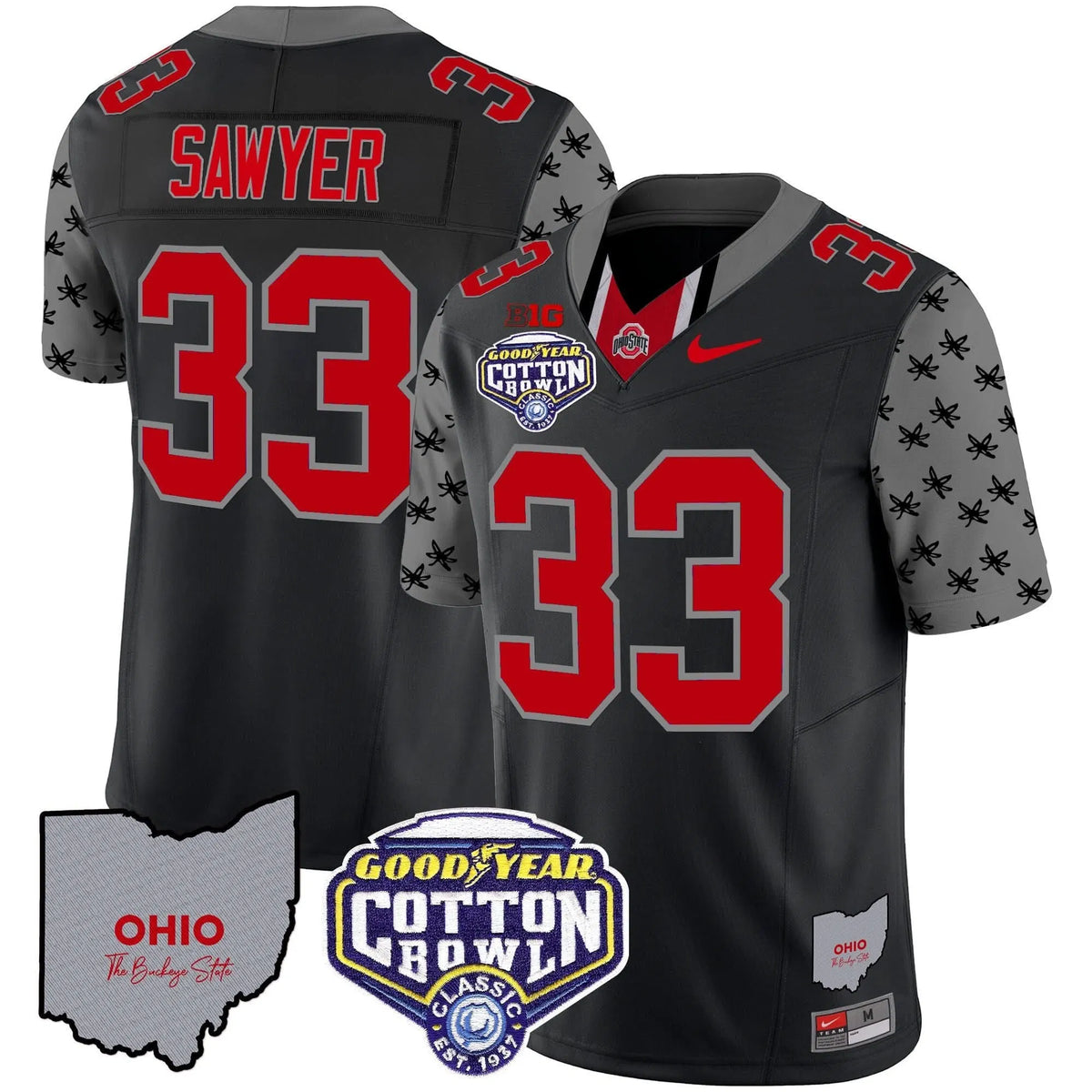 Personalized OSB Cotton Bowl Patch Vapor Limited Jersey - Black / Jack Sawyer Stitched