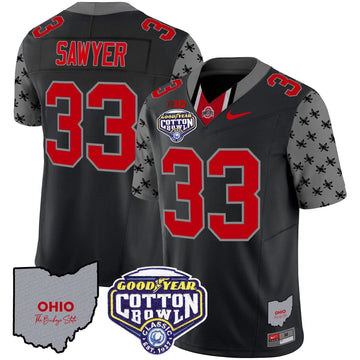 Personalized OSB Cotton Bowl Patch Vapor Limited Jersey - Black / Jack Sawyer Stitched