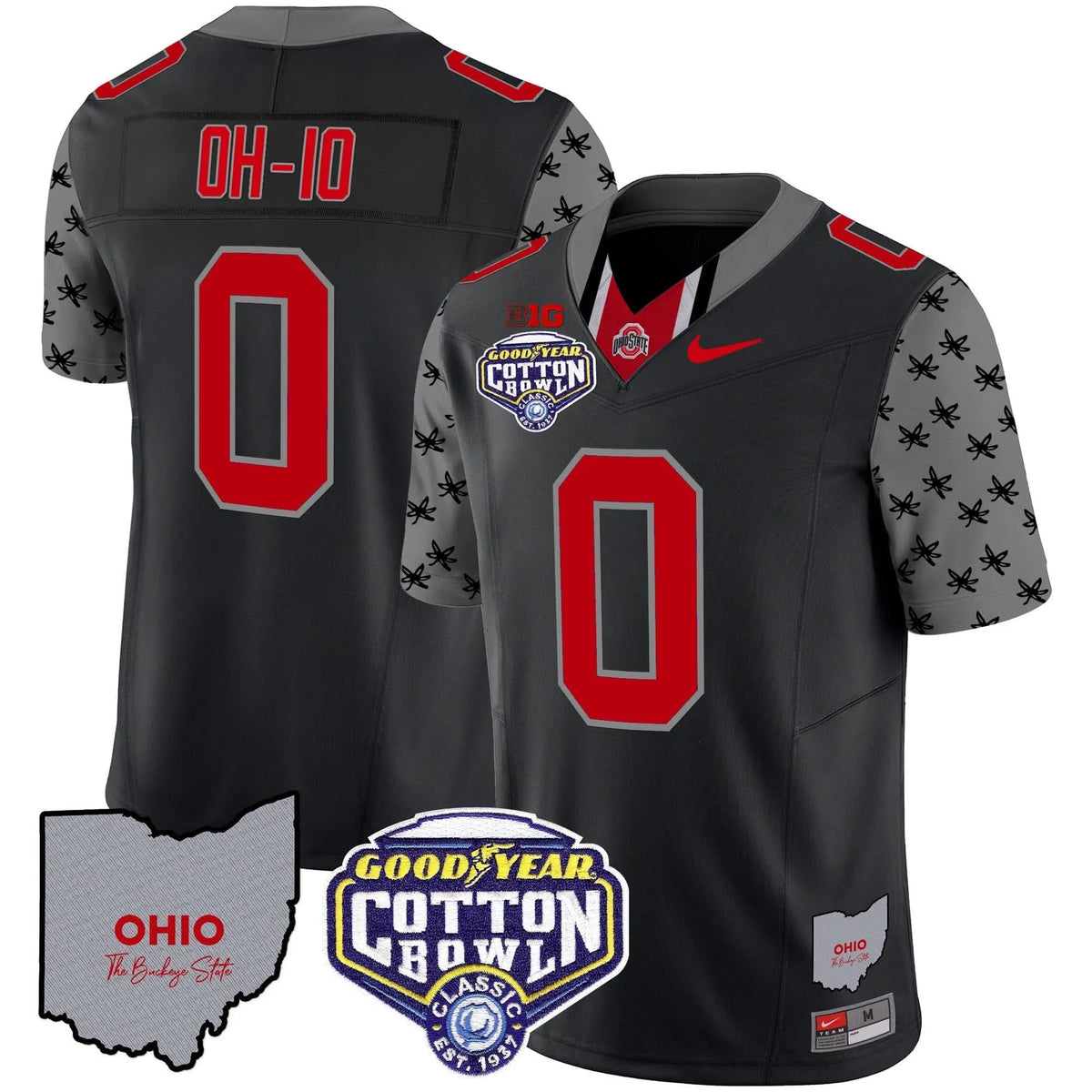 Personalized OSB Cotton Bowl Patch Vapor Limited Jersey - Black / OH-IO Stitched