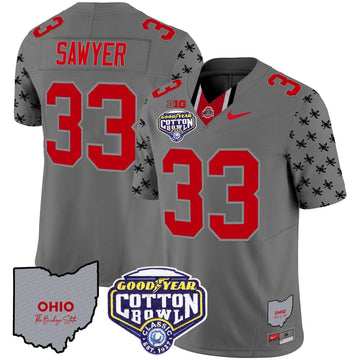 Personalized OSB Cotton Bowl Patch Vapor Limited Jersey - Gray / Jack Sawyer Stitched