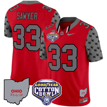 Personalized OSB Cotton Bowl Patch Vapor Limited Jersey - Red / Jack Sawyer Stitched